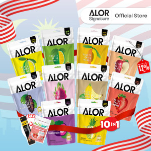 Merdeka Package- 10 Flavour Freeze Dried Fruits 15g in Bundle (Free Americano Coffee 1 sachet+ Yogurt Drops Strawberry 1 packet)