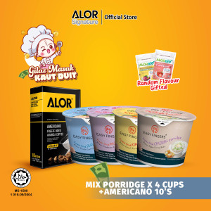 Gilaz Masak Kaut Duit- Pakej Bubur Nasi + Kopi Americano 10's (disertakan dengan produk baharu: Alorbio gula-gula probiotik)