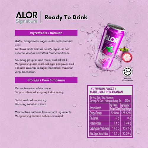 ALOR Mangosteen Juice RTD ( 1/6/24 Cans)- EXP 11/2025