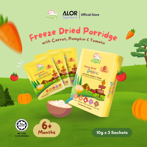 Little Fingers Freeze-Dried Porridge with Carrot, Pumpkin & Tomato (6months+) (10g x 3 packet)