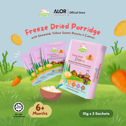 Little Fingers Freeze-Dried porridge with Seaweed, Yellow Sweet Potato & Carrot (6Months+) (10g x 3 packet)