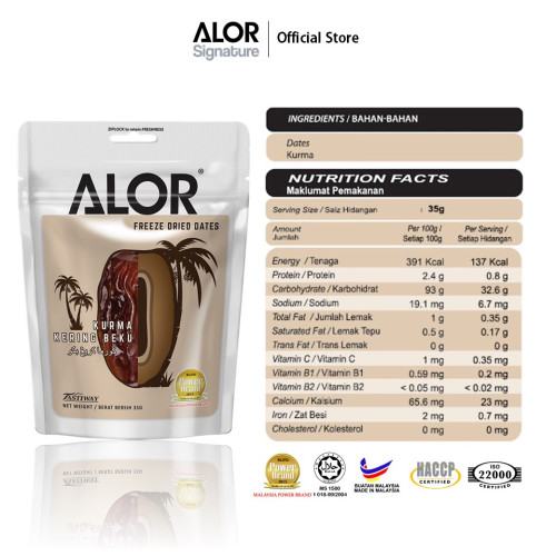 ALOR Freeze Dried Dates/ Kurma Kering Beku- 35g