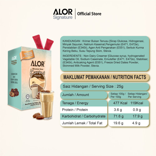 ALOR Minuman Kurma Pracampur/ ALOR Premix Dates Milk (25g x 15 sachets)