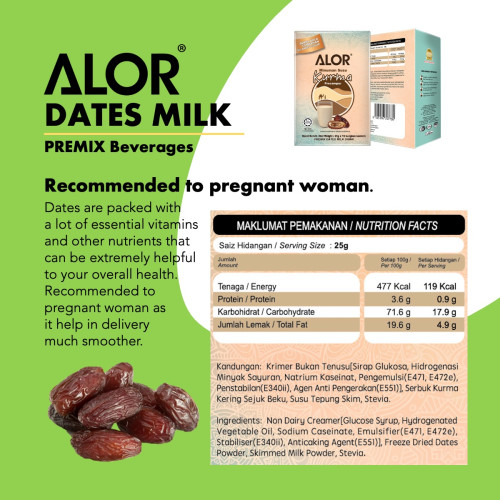 ALOR Minuman Kurma Pracampur/ ALOR Premix Dates Milk (25g x 15 sachets)