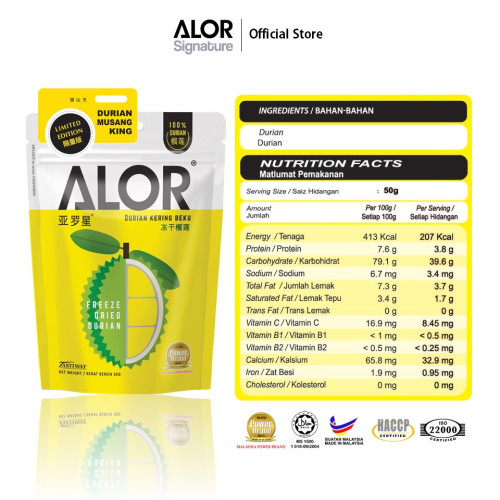 ALOR Freeze Dried Musang King Durian 50g