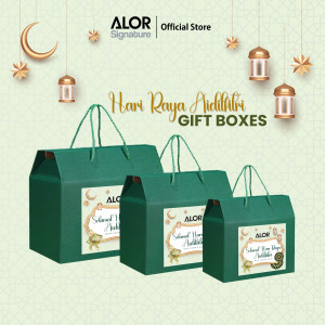 Elegant Raya Solid Hard Cardboard Gift Box with String Handle (Per Piece)