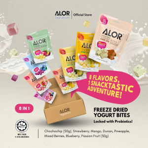 Alor Freeze-Dried Yogurt Bites with probiotics come in assorted flavours (8 in 1)(Big Packing)
