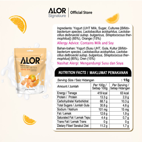 ALOR Yogurt Bites- Carton- Orange- 15g x 24 packs