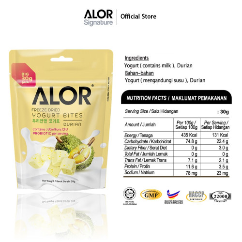 ALOR Freeze Dried  Durian Yogurt Bites 30g