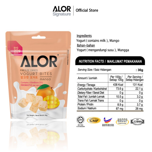 ALOR Freeze Dried Mango Yogurt Bites 30g