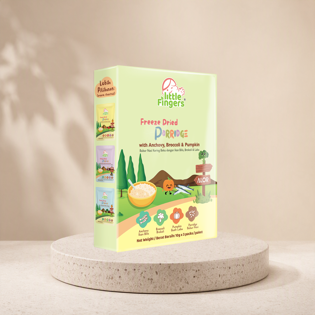 Little Fingers Freeze-Dried Porridge with Anchovy, Broccoli & Pumpkin (3 packets/box)