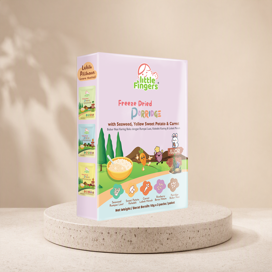 Little Fingers Freeze-Dried Porridge with Seaweed, Yellow Sweet Potato & Carrot (3 packets/box)