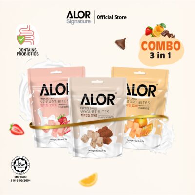 ALOR Freeze Dried Yogurt Bites 3 in 1 Bundle(Chocochips 20g & Orange 15g & Strawberry 15g)