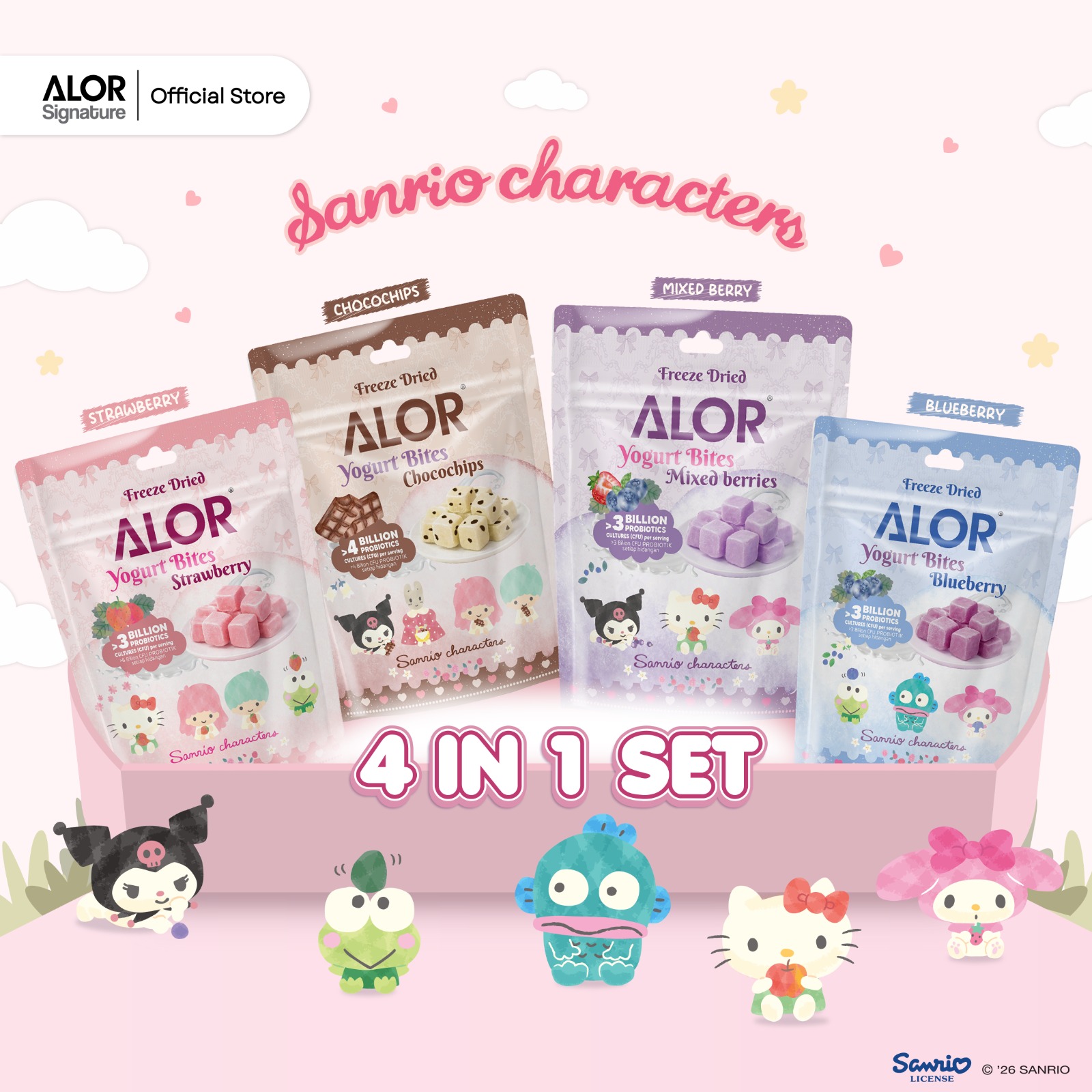 ALOR Yogurt Bites 4-in-1 Value Pack with Sanrio characters (15g/20g)
